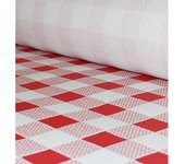 MONOUSO | Mantel de Papel Rollo Cuadros Rojos 1x100m. 40g (1 Ud)