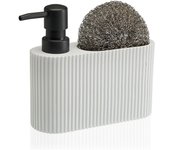 Dispensador de Jabón 2 en 1 para Fregadero Versa Resina Cerámica 5,5 x 15,5 x 16,5 cm Blanco