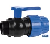 Enlace válvula de bola rosca macho pp pn16 90 x 3