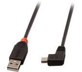 Lindy 31970 - Cable acodado USB 2.0, conector tipo A macho a tipo mini – B, ángulo derecho de 90º - 0,5m, negro