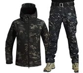 Conjunto De Calidez De Cuero De Tiburón Exterior Camuflaje Gruesto Abrigo/Invierno Superior No Incluye Muñeca Patrón De Logo Casual Para Hombres