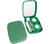 Estuche para lentes de contacto portátil verde esmerilado con espejo, estuche para lentes de contacto de viaje a prueba de fugas verde con pinzas