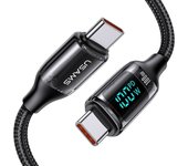 Cable USB-C 100W PD USB-C 5A USB Tipo C Carga Rapida Pantalla LED USAMS 120cm 1,2m 480mbps Nylon Trenzado Reforzado E-Marker Android Macbook Portatil