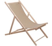 Scalpers Home Hamaca de Madera de Haya Plegable sin Brazos, Estructura sin Barniz, Lona Color Piedra