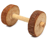 Cute Rabbit Roller Toys Natural Wooden Pine Dumbells Unicycle Bell Chew Toys for Guinea Pigs Rat Small Pet Molars Supplies