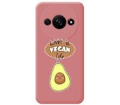 Tumundosmartphone Funda Silicona Líquida Rosa para Xiaomi Redmi A3 diseño Vegan Life Dibujos