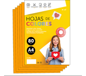 M-Office Folios De Colores A4 80g Para Impresoras y Manualidades, Papel Surtido Para Niños, Paquete Folios Colores Para Tarjetas, Escuela y Proyectos Creativos m-office (50h, Naranja Claro)