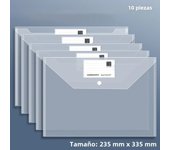 10 PCS Plastic Folders for Document, A4 Size Plastic Envelopes with Snap Closure, Clear File Folders Bags for School Office
