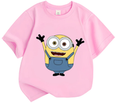 Bob Kids Short-sleeved Summer Minions Baby Round Neck Cotton T-shirt Boys Girls Comfy Tops Cute T-shirt Tops High Quality Tees