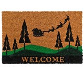 Gerimport Felpudo de Navidad Diseño Trineo Marrón/verde 60x40 Cm - Alta Calidad