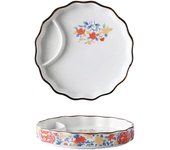 Platos de cerámica redondos japoneses con personalidad para cocina, espaguetis, sushi, plato principal, fruta, aperitivo, 6,5 pulgadas, 8,5 pulgadas (patrón: peonía Jin Cai, tamaño: 8,5 pulgadas)