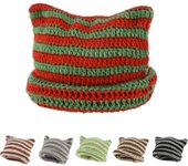 Gorro de punto a juego de colores: gorro de punto con orejas de gato de dibujos animados, gorro de punto, gorro cálido y esponjoso, gorro de invierno frío para niños y adolescentes