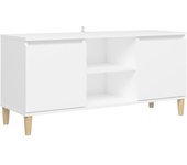 Mueble TV combinadoMueble de TV con patas de madera maciza blanco 103,5x35x50 cm