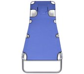 vidaXL Tumbona plegable de acero y cojín de cabeza acero Gris, Taupé, Azul Sillas de Exterior Ideal para jardín, playa, piscina, terraza Tumbona Piscina Tumbonas Playa Tumbonas Jardín Exterior