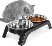 Elevated Cat Bowls, Dog Bowl,Stainless Steel Raised Cat Food Water Bowl Set with ABS  Anti Slip Stand for Indoor Cats