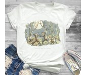 Lovely Style Pet Print T-Shirt Crew Neck Casual Short Sleeve T-Shirt Spring Summer Women's Clothing Fashion Simple Short Sleeve