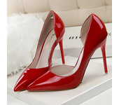 Women Party 7.5cm 10.5cm High Heels Office Patent Leather Pumps Lady Stiletto Low Heels Scarpins Cutout Elegant Orange Red Shoes