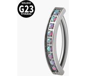 1PC G23 Titanium Navel Piercing Fire Opal Simple Belly Button Ring  Cz Reverse Curved Glossy Snap Belly Piercing Body Jewelry