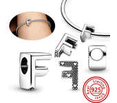 925 Sterling Silver Hollow Round A-Z 26 English Letter Alphabet DIY Beads Fit Original Pandora Charms Bracelet Fine Jewelry Gift
