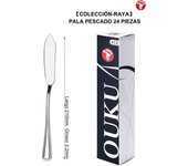Mr.Spoon Serie Raya,Pala de pescado y Tenedor pescado,12, 24, 48 o 120 piezas,Acero inoxidable 18/0,Económico y funcional,Pala pescado largo 210mm,Tenedor pescado 195mm,Mango monobloque,Apto para lavavajillas,Empaque ecológico,Para casa,hotel,restaurante