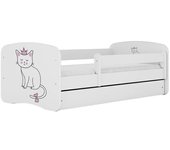 Cama 140 x 70 cm Kocot Kids com gaveta e colchão BabyDreams Cat White