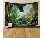 Fairy Tale Forest Tapestry Wall Hanging Fantasy Magic Garden Mushroom Aesthetic Kid Girl Bedroom Living Room Dorm Party Decor