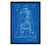 Nacnic Poster Con Patente De Maquina De Cafe. Lámina Con Diseño De Patente Antigua En Y Con Fondo Azul