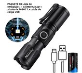 Zoom White Beam Light Long Distance Mini Flashlight Type-C Usb Rechargeable Portable Pocket Torch Home Outdoor 16340 Battery