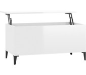 vidaXL Mesa de centro madera contrachapada 90x44,5x45 cm Blanco, Negro, Blanco brillante Mesita de Salón o Comedor o Auxiliar Mesa de Café Meuble Salón
