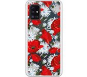 Funda compatible con Samsung Galaxy A51 5G - Patron flores blancas y rojas