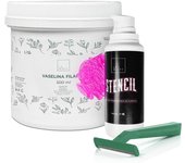 Packs Tatuaje Stencil Tattoo Gel Loción Fijadora Plantillas 200 ml + 100 Cuchillas de Depilación Desechables + Vaselina Filante de Uso Profesional 500 ml