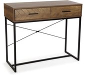 VERSA HOME - Mesa de entrada con 2 cajones Pilu , en madera y metal , con unas medidas de 90x35x76 cm