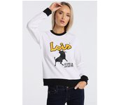 Lois Jeans - Sudadera con Gráfica Blanca de Cuello Caja para Mujer