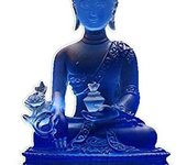 Estatuas de Buda de la Medicina, Figuras de Buda de Cristal de curación, Buda tailandés Sentado meditando Adornos de Escritorio Regalos de Feng Shui Meditación Paz
