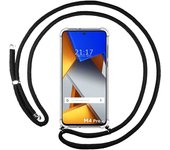 Funda Colgante Transparente para Xiaomi POCO M4 Pro 4G con Cordon Negro