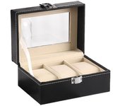 Hot 2 3 Grid Watch Box PU Leather Black Watch Display Box Jewelry Storage Box Watch Storage Box