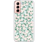 Funda compatible con Samsung Galaxy S21 - S30 (4G/5G) - Patron flores con fondo verde