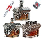 Botella de whisky con motor V8, termo con motor V8, decantadores de licor de tequila, whisky, bourbon y coñac, decantador creativo de cristal con motor, elegante decoración para el bar del hogar, taza de café para amantes de los coches (2 unidades - 1)