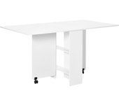 HOMCOM Mesa de Comedor Plegable Mesa de Madera con 2 Solapas 2 Estantes de Almacenaje y Ruedas para Cocina 80x140x74 cm