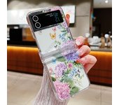 For Samsung Galaxy Z Flip5 Flip4 Flip6 5G Flower Pattern Clear Phone Case Shockproof Hard Cover For Samsung Galaxy Z Flip 5 4 3