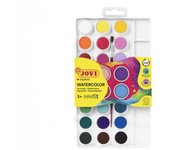 Jovi pack de 24 acuarelas en pastilla + pincel - brillantes - facilmente mezclables - colores surtidos