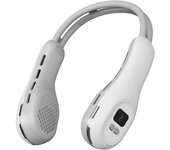 Ventilador de Cuello Portátil, Carga Rápida Ventilador Cuello USB Recargable con Luz Silencioso Ventilador USB para Deporte Oficina Hogar Viajar - Blanco