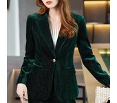 Women's Gold Velvet Blazer, Office Lady Spring Autumn Foreign Atmosphere, Red Blazers Suit, OL Professional Wear Blazers