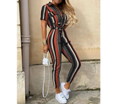 Overalls for Women Casual Lapel Lace-up Print Belt Work Jumpsuit Women One Pieces Bodysuit Women Chic and Elegant Long Jumpsuits