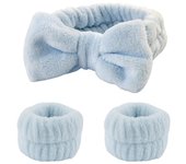 Bow Headband Wristband Set Towel Elastic Soft Washing Face Shower Make Up Yoga Sports Skincare Headband For Women Girls