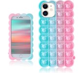 Rosa Azul Oso o iPhone 12 Mini Funda de Silicona CaseDesign Personaje Divertido Lindo Único Fidget Estética Casos DE LA Cubierta para Niños Niñas Jóvenes (para el iPhone 12)