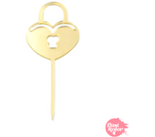 Topper Para Cupcake Dorado - Candado Corazon