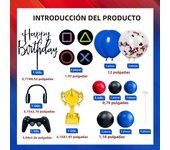 34pcs Video Game Cake Topper Headset Game Console Controller Cake Topper with Balls Trophy Balloons for Game Themed Party