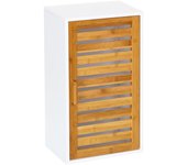 Lola Home Armario de baño de pared blanco de madera natural de bambú de 53x30x18 cm