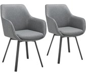 Tectake - Juego de sillas de comedor giratorias ALICON 57 x 59 x 88 cm, Tapizada, Giratoria 360º con reposabrazos, Diseño acolchado, Patas de acero, Asiento ergonómico, Set de sillas para salón, comedor o cocina, Montaje rápido, Soporta hasta 120 kg